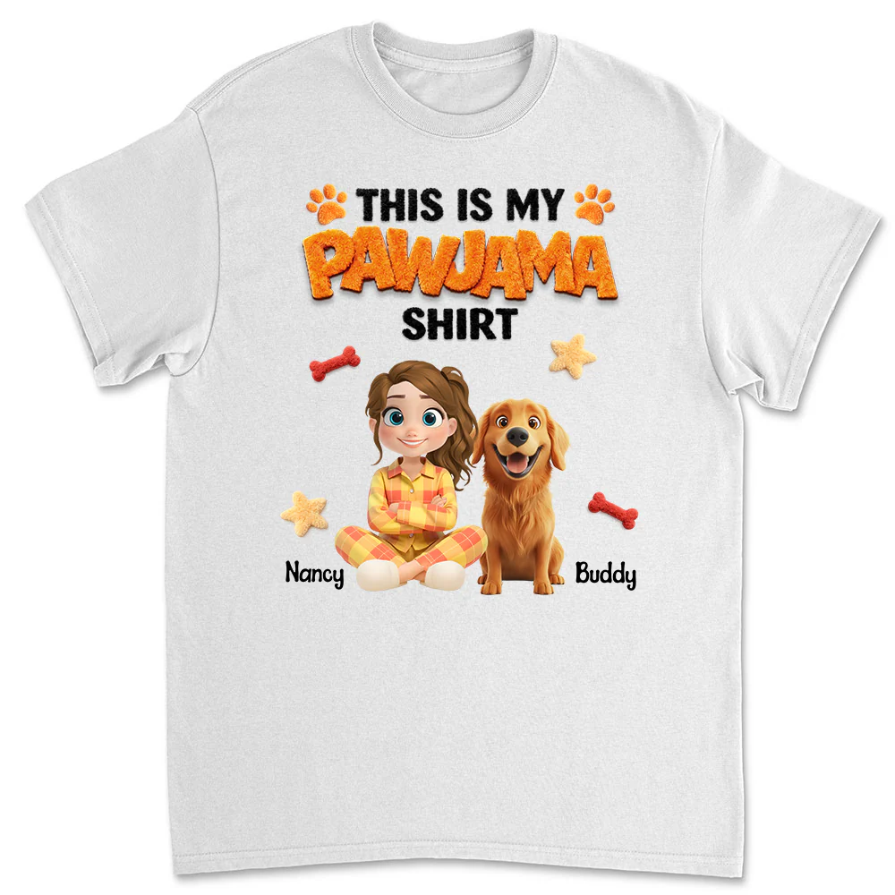 Stuffy Pajama Girl And Dog - Personalized Custom Unisex T-Shirt