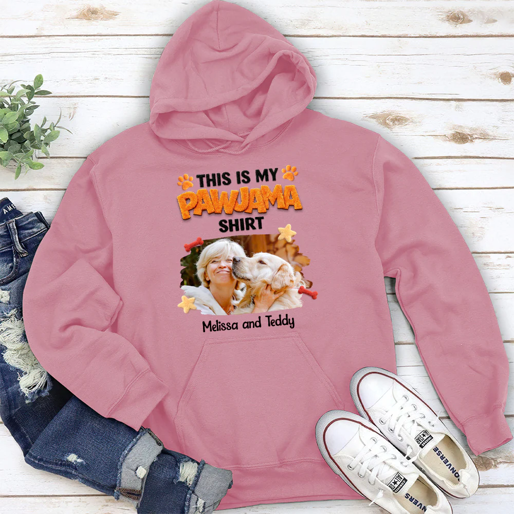 Stuffy Pajama Girl And Dog Photo - Personalized Custom Hoodie - Image 4