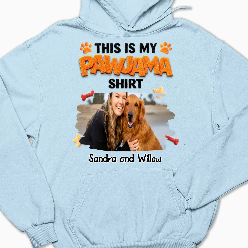 Stuffy Pajama Girl And Dog Photo - Personalized Custom Hoodie - Image 8
