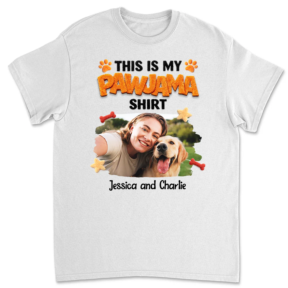 Stuffy Pajama Girl And Dog Photo - Personalized Custom Unisex T-Shirt