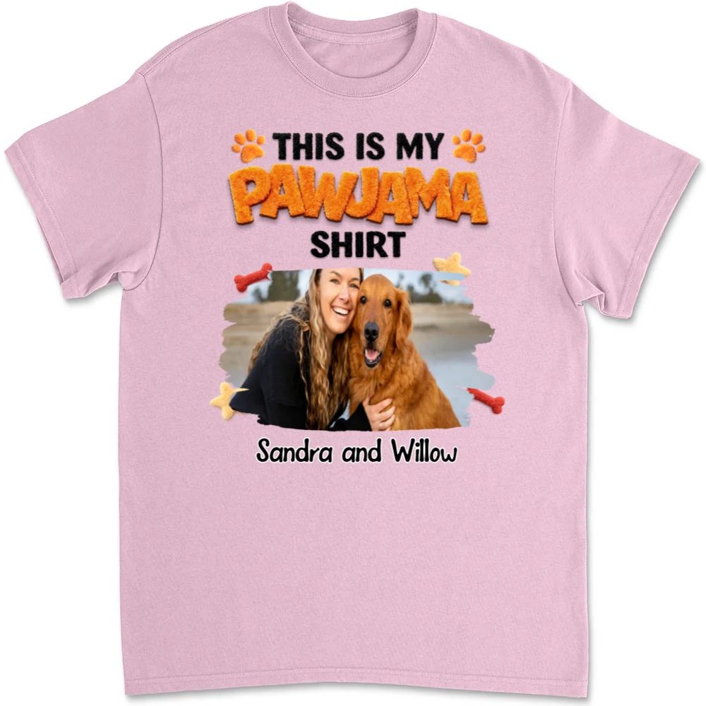Stuffy Pajama Girl And Dog Photo - Personalized Custom Unisex T-Shirt - Image 7