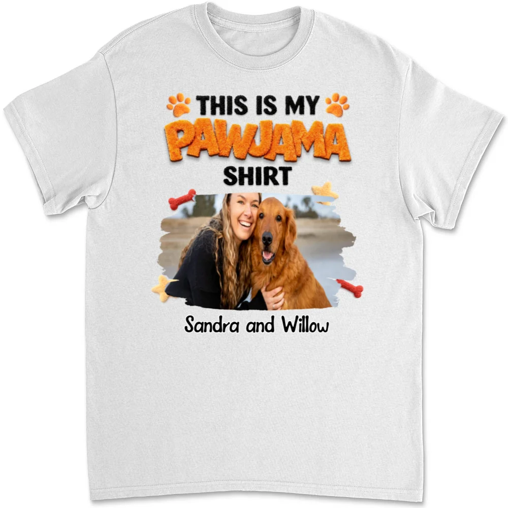 Stuffy Pajama Girl And Dog Photo - Personalized Custom Unisex T-Shirt - Image 9