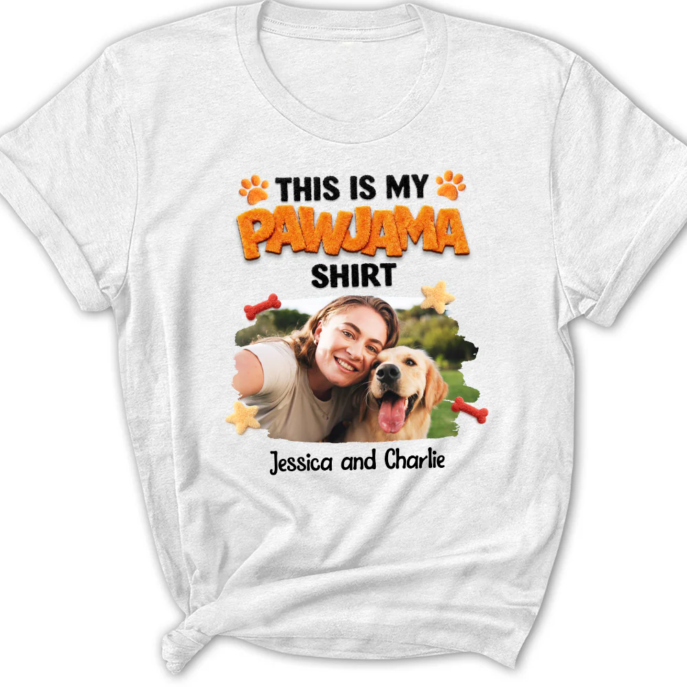 Stuffy Pajama Girl And Dog Photo - Personalized Custom Women's T-shirt