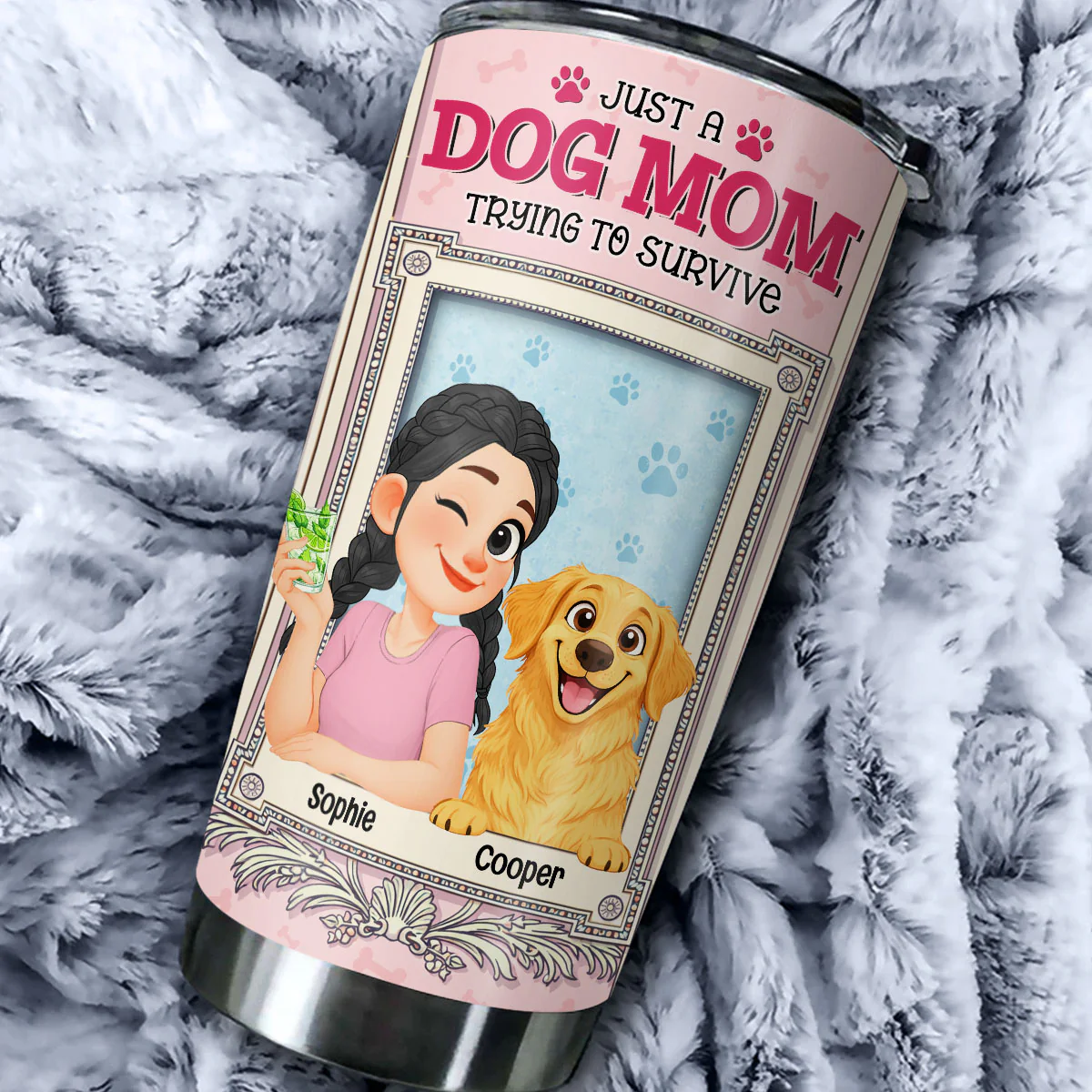 Survive My Single Dog Mom Life - Personalized Custom Tumbler - Image 2