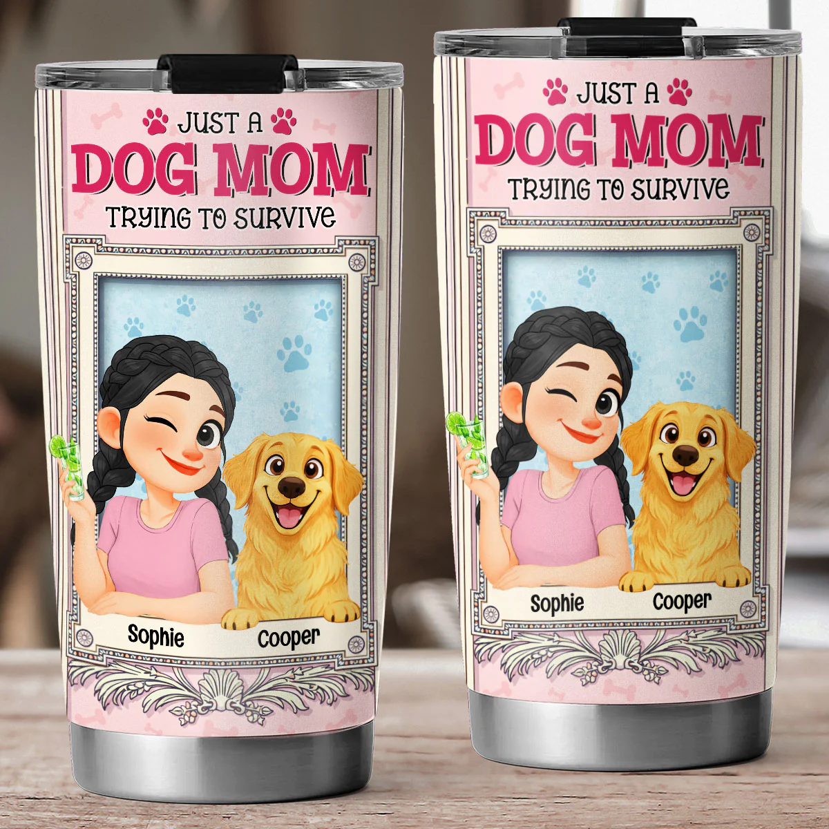 Survive My Single Dog Mom Life - Personalized Custom Tumbler - Image 3