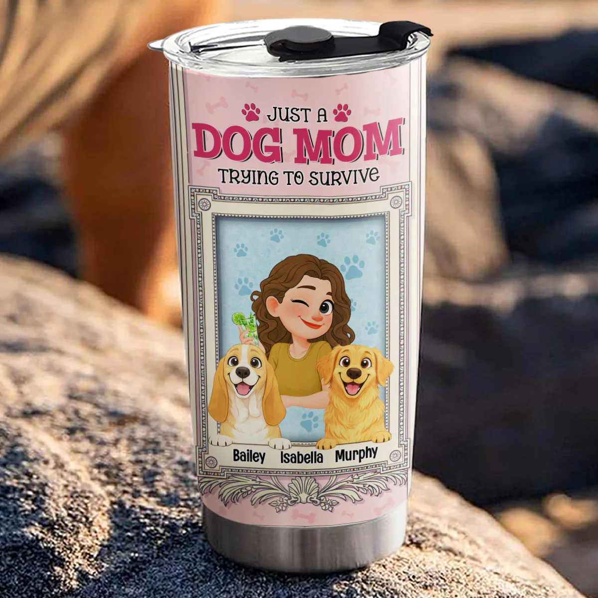 Survive My Single Dog Mom Life - Personalized Custom Tumbler - Image 5