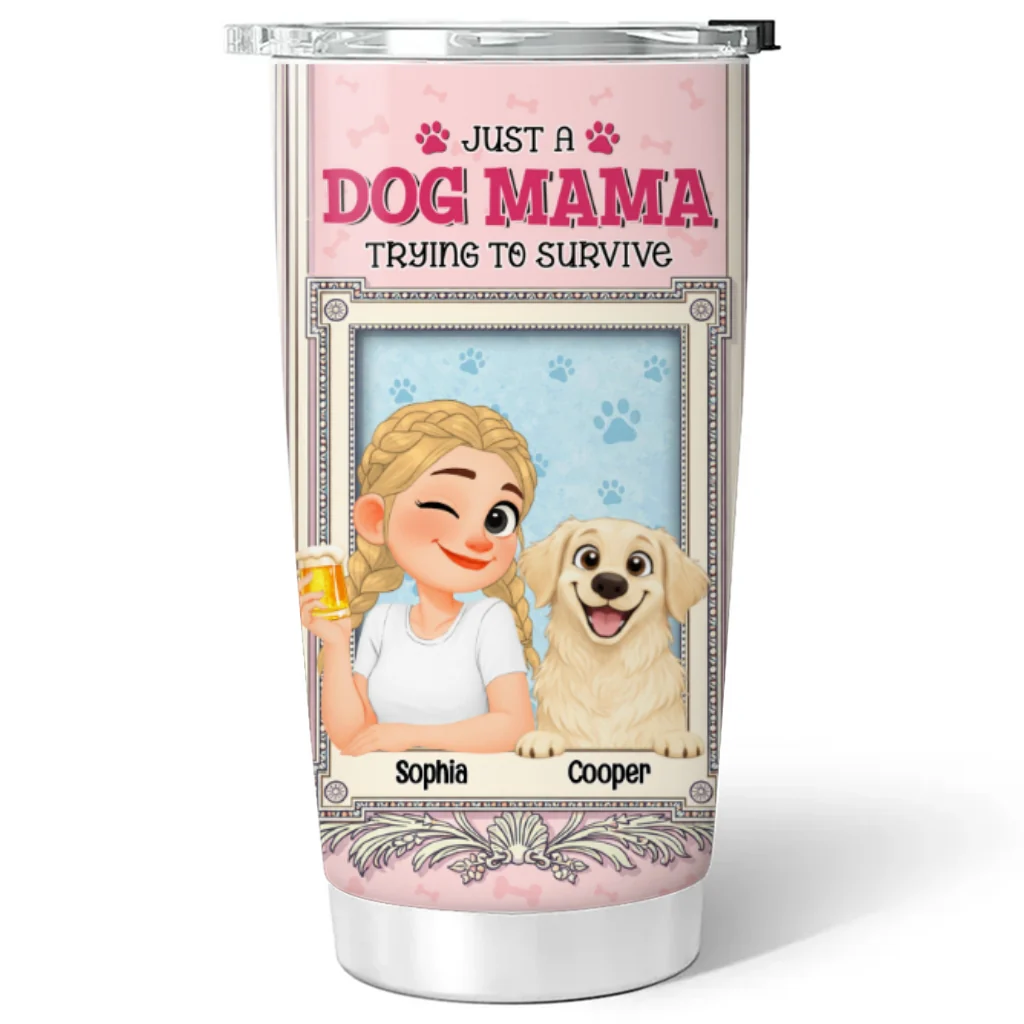 Survive My Single Dog Mom Life - Personalized Custom Tumbler - Image 6