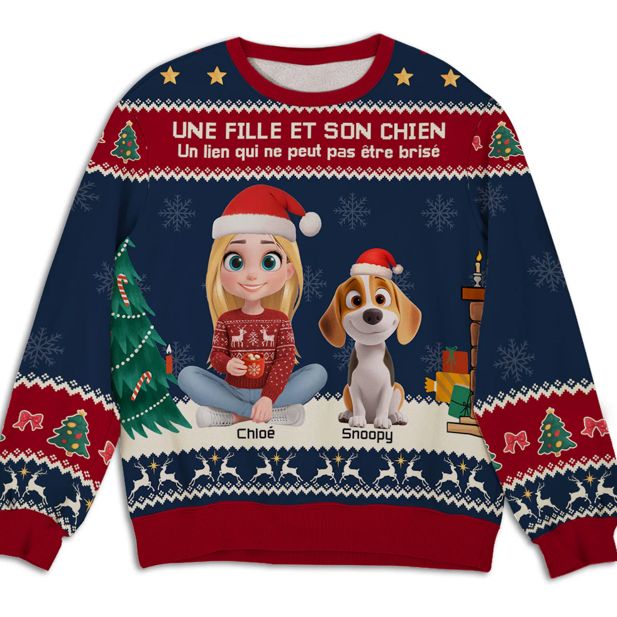 Sweat-shirt Personnalisé à Impression Totale - Une Fille et son Chien