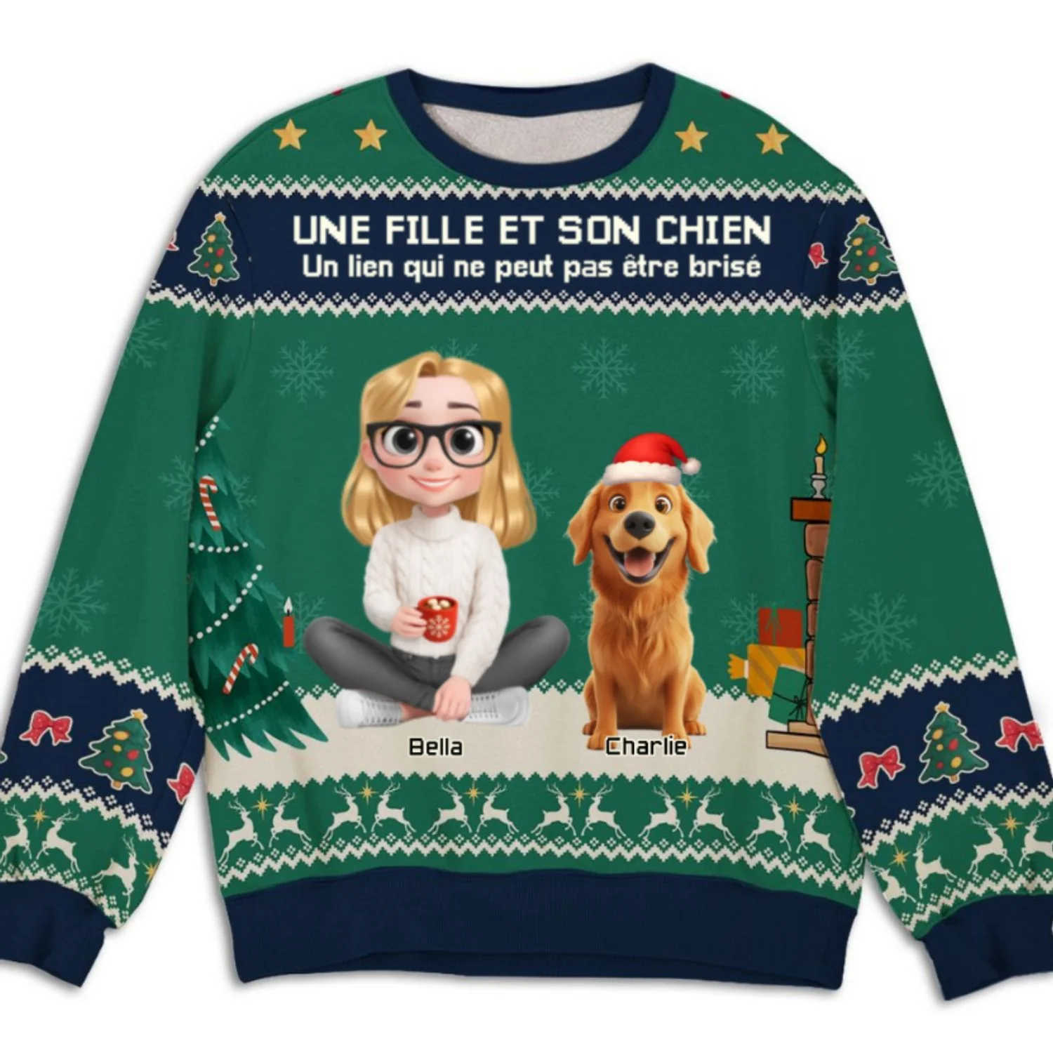 Sweat-shirt Personnalisé à Impression Totale - Une Fille et son Chien - Image 7