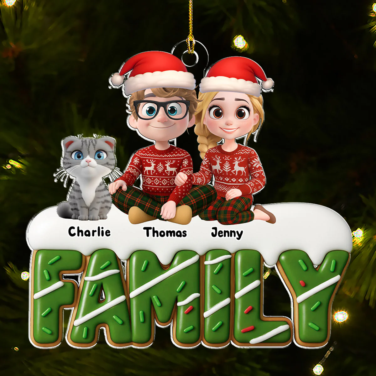 Sweetest Christmas As A Family - Personalized Custom Acrylic Ornament - Image 4