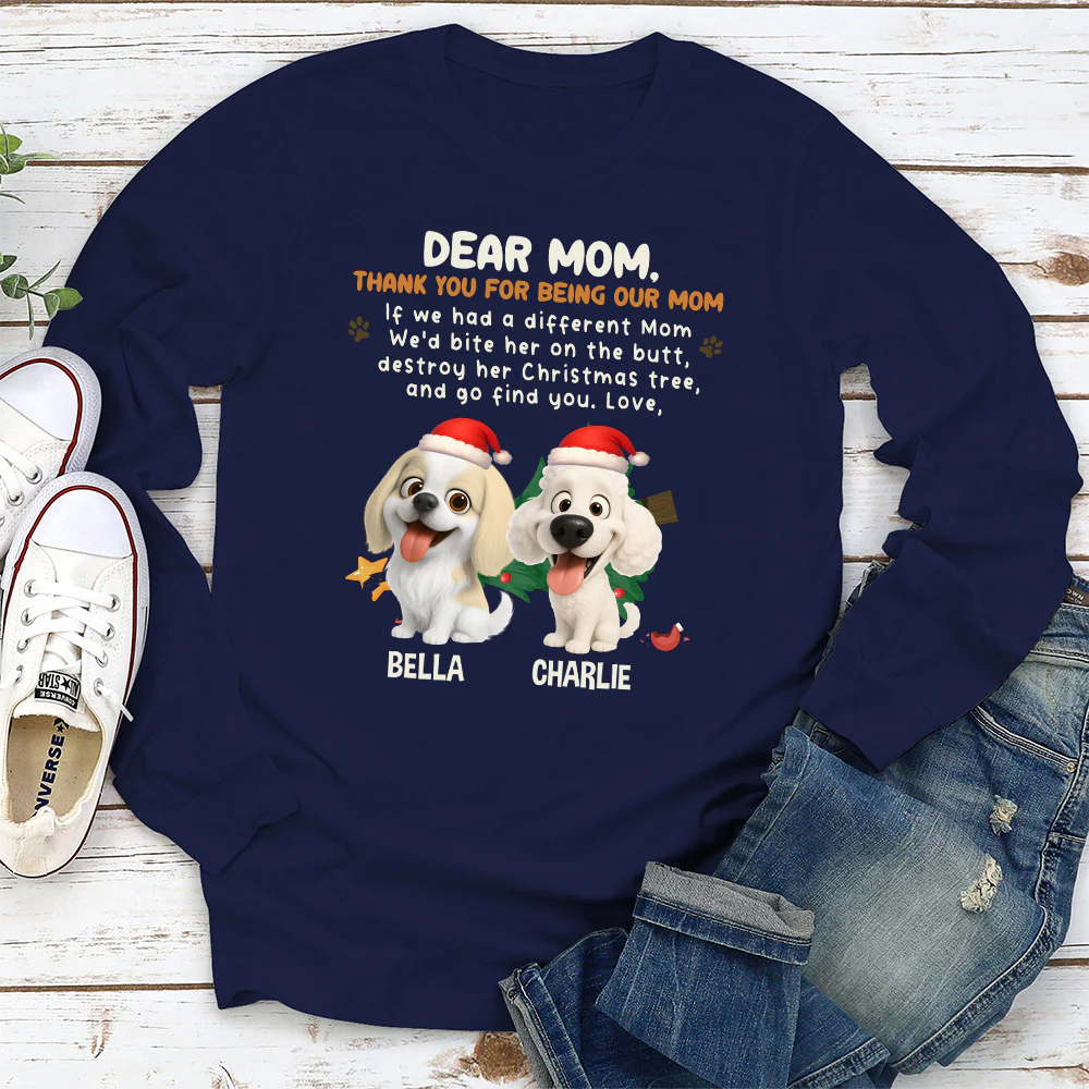 Thank You For Being My Dad Mom Cartoon - Personalized Custom Long Sleeve T-shirt - Image 2