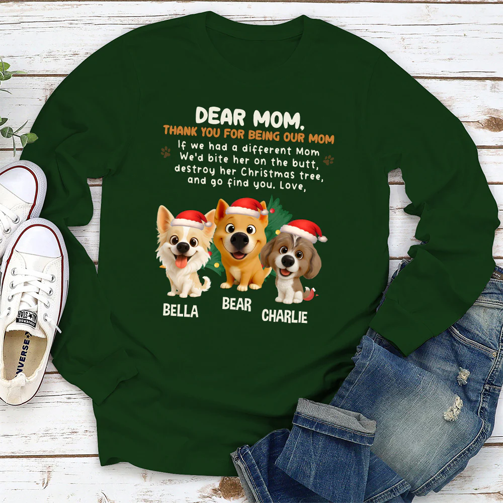Thank You For Being My Dad Mom Cartoon - Personalized Custom Long Sleeve T-shirt - Image 3