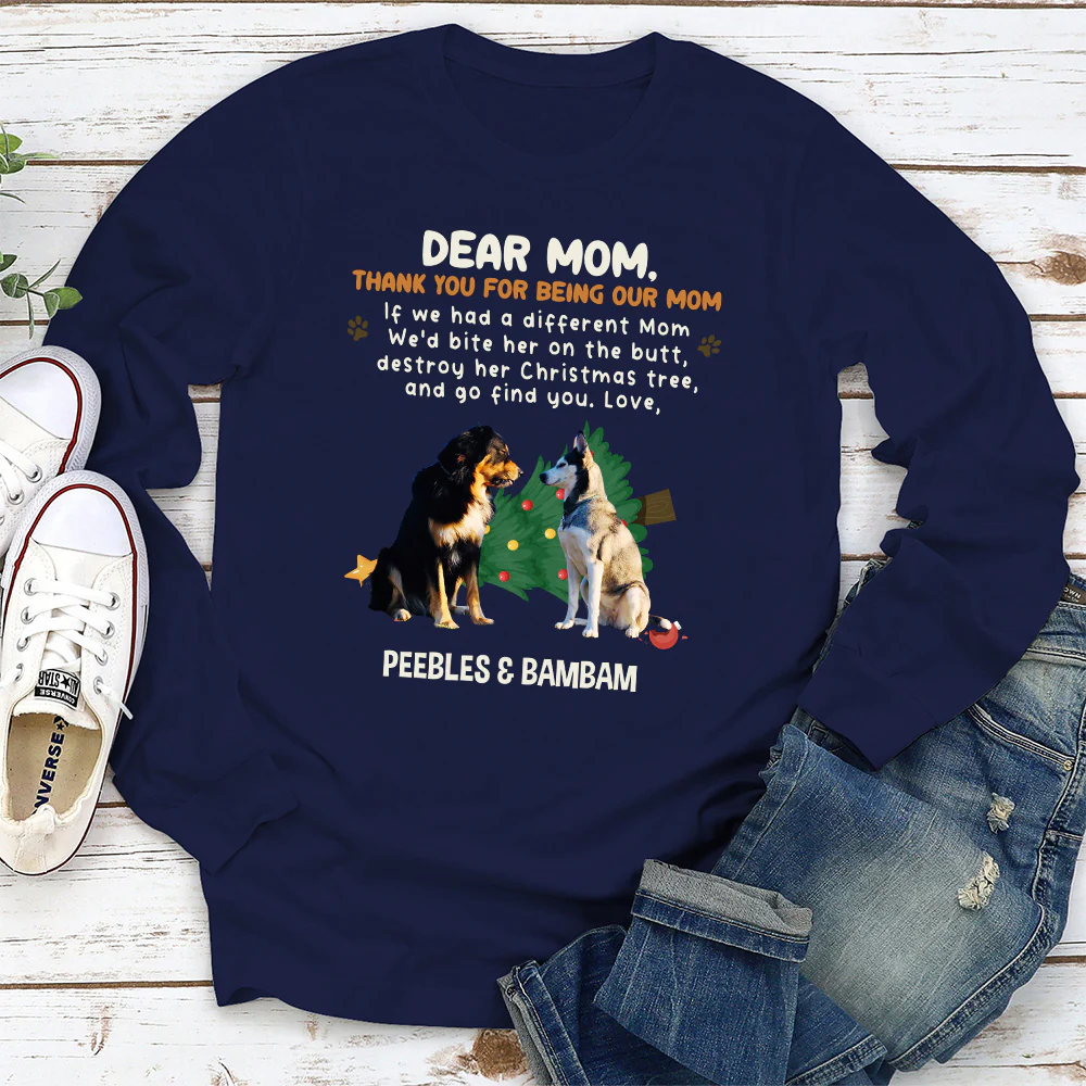 Thank You For Being My Dad Mom Cartoon Photo - Personalized Custom Long Sleeve T-shirt - Image 2
