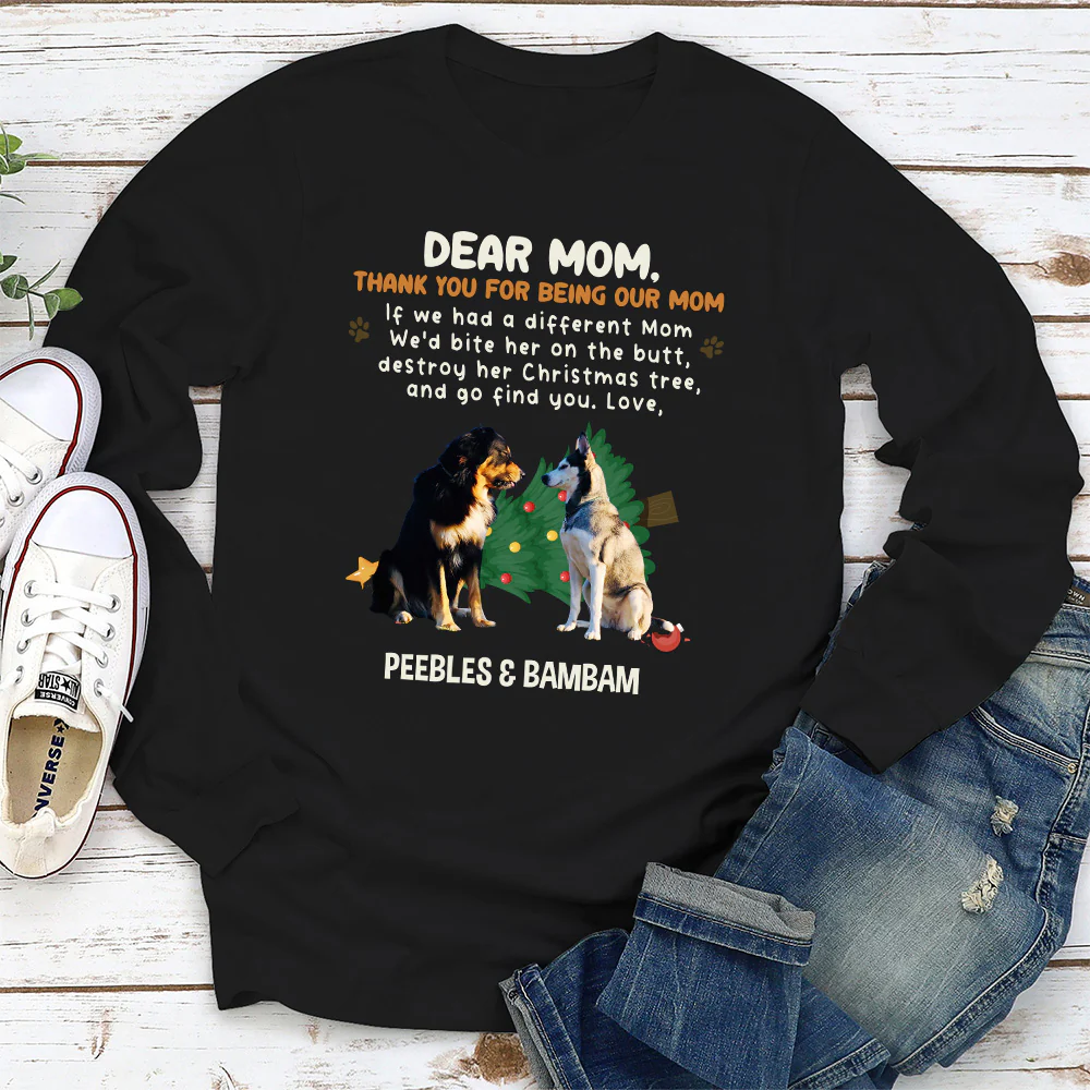 Thank You For Being My Dad Mom Cartoon Photo - Personalized Custom Long Sleeve T-shirt - Image 3
