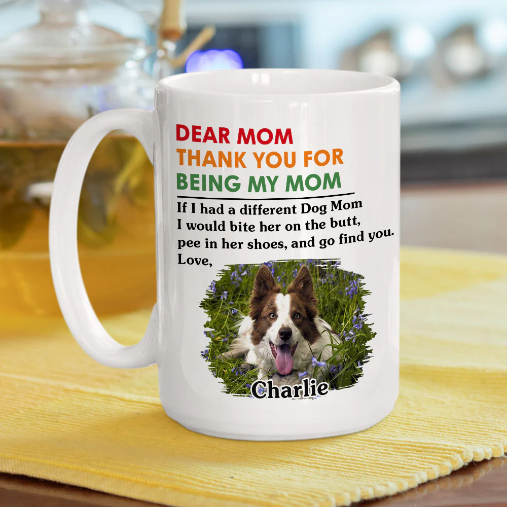 Thanks For Being A Pawsome Dog Mom Photo - Personalized Custom Coffee Mug - Image 2