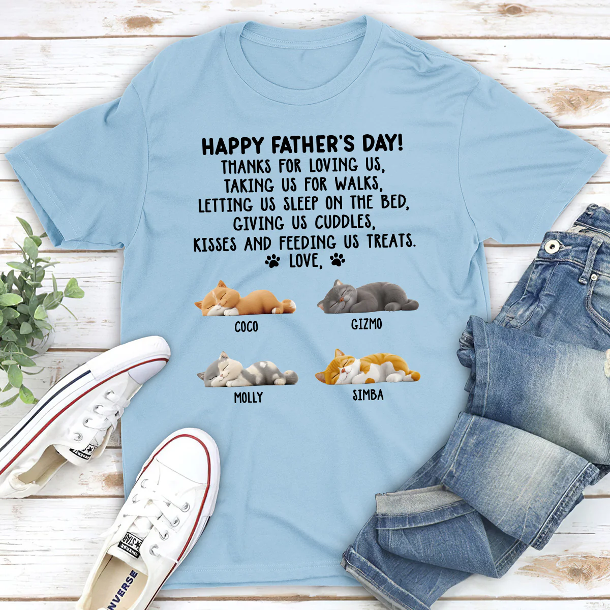 Thanks For Loving Me Cat Dad - Personalized Custom Unisex T-Shirt - Image 4