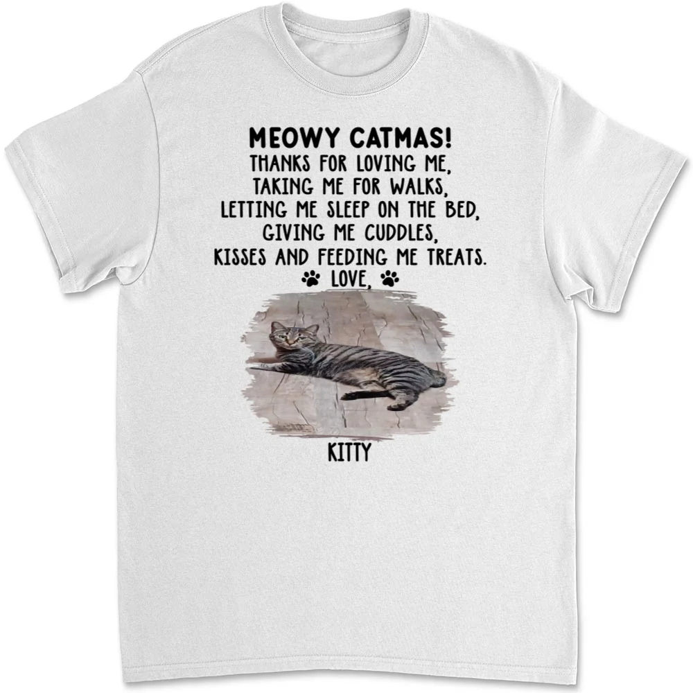 Thanks For Loving Me Cat Photo - Personalized Custom Unisex T-shirt - Image 2