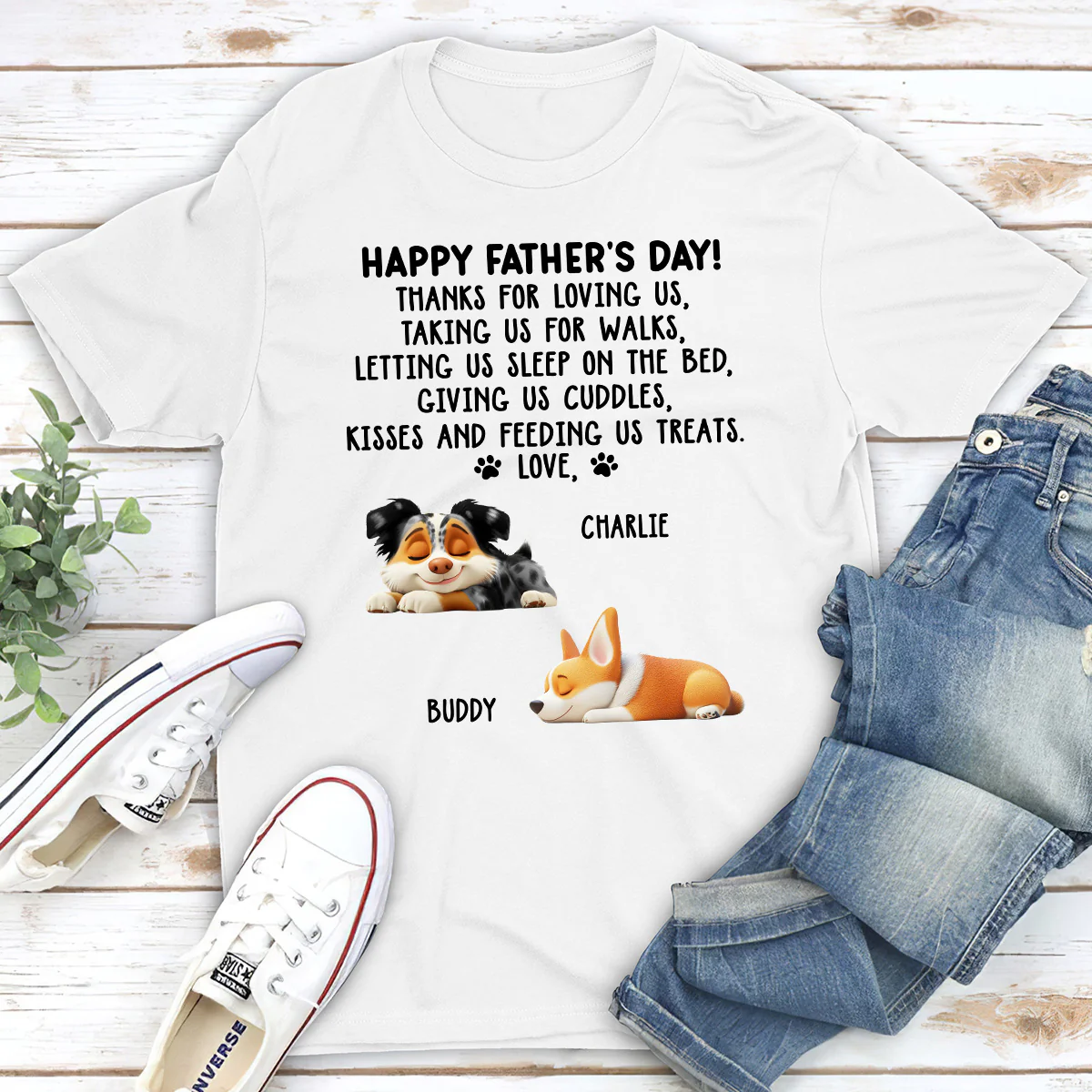 Thanks For Loving Me Dad - Personalized Custom Unisex T-Shirt - Image 2