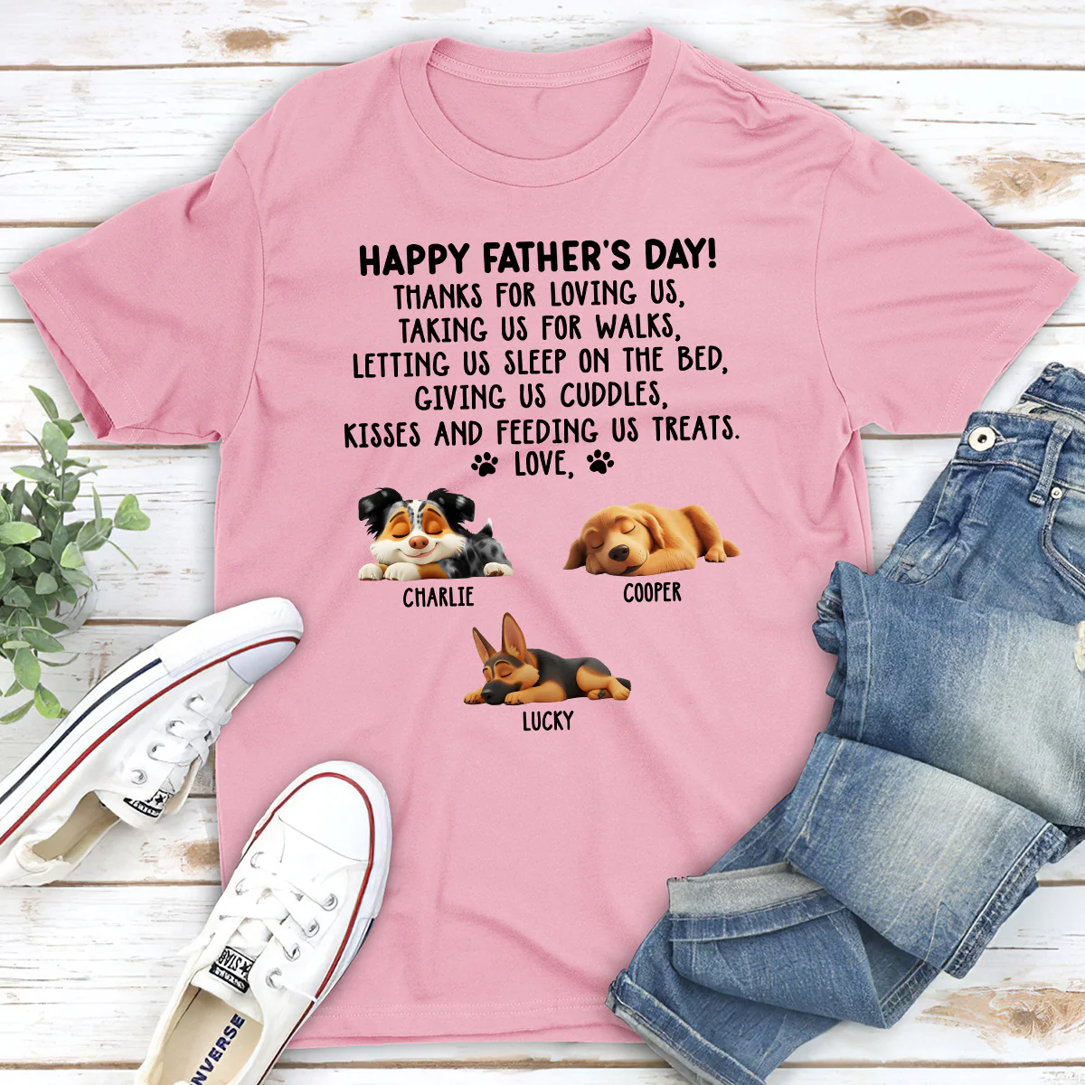 Thanks For Loving Me Dad - Personalized Custom Unisex T-Shirt - Image 4