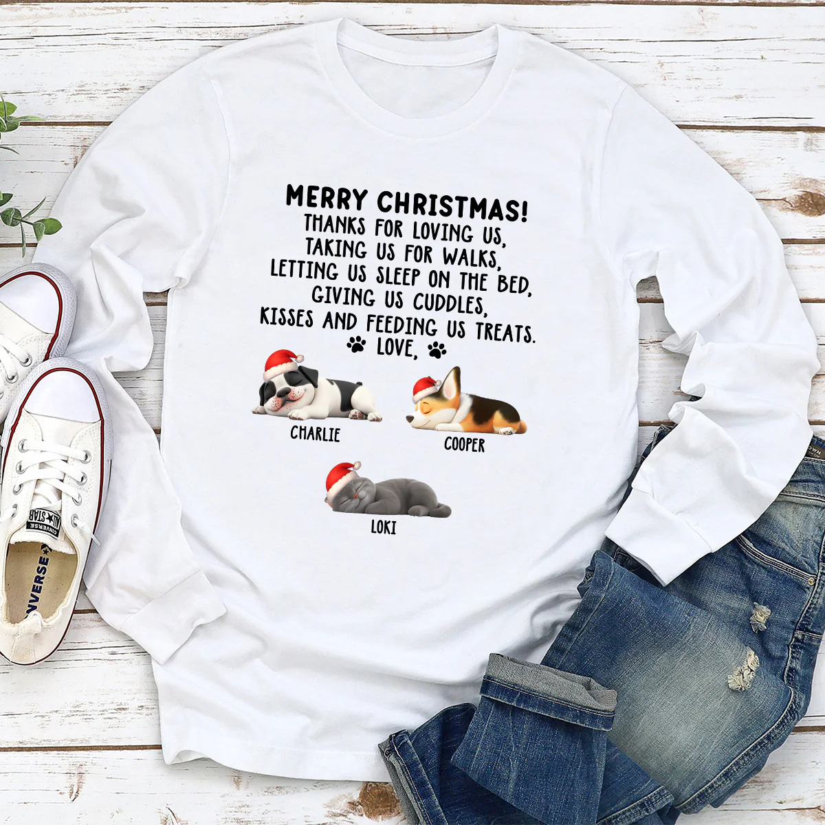 Thanks For Loving Me Fur Babies - Personalized Custom Long Sleeve T-Shirt - Image 2