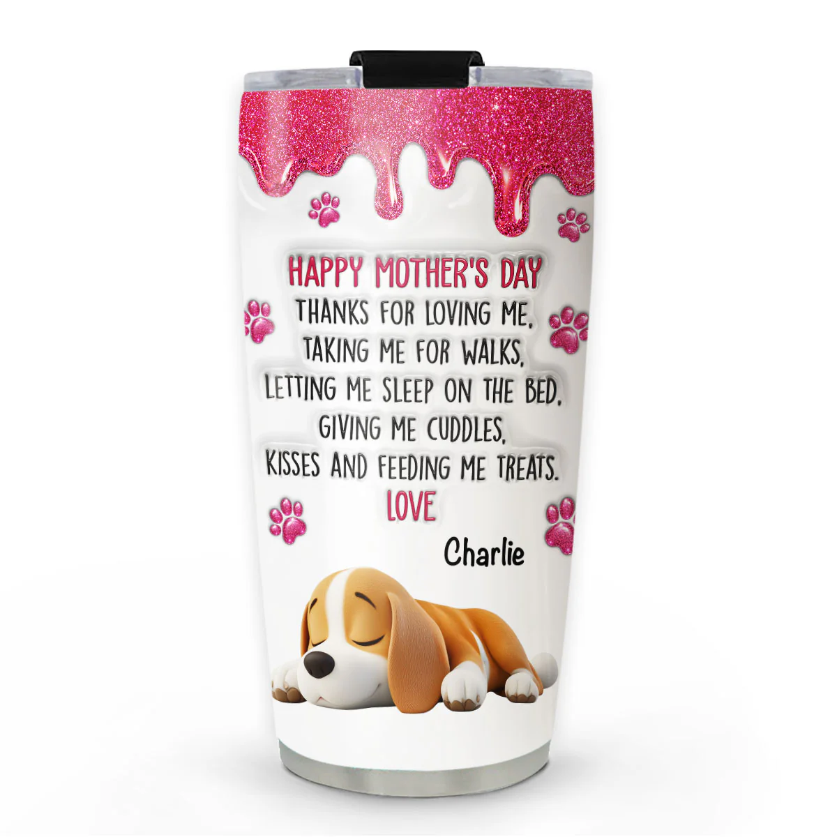 Thanks For Loving Me Mom - Personalized Custom 3D Inflated Effect Tumbler