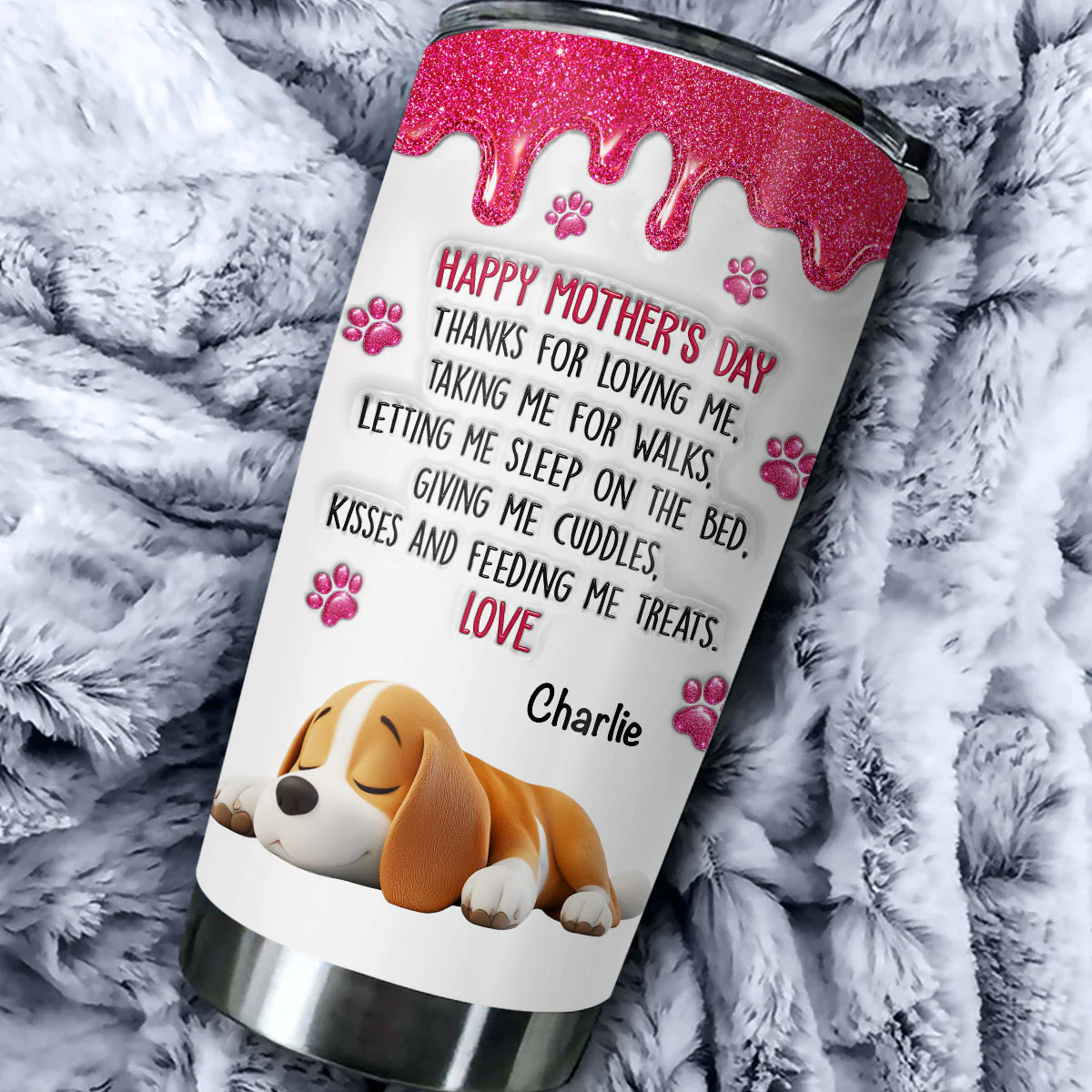 Thanks For Loving Me Mom - Personalized Custom 3D Inflated Effect Tumbler - Image 2
