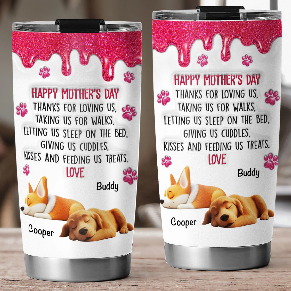 Thanks For Loving Me Mom - Personalized Custom 3D Inflated Effect Tumbler - Image 3