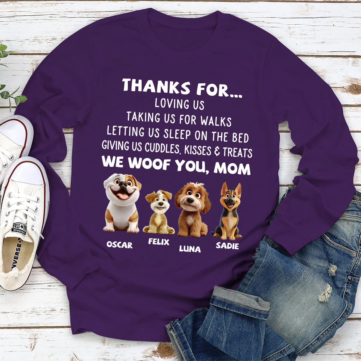 Thanks For Things You Do Cartoon - Personalized Custom Long Sleeve T-shirt - Image 5