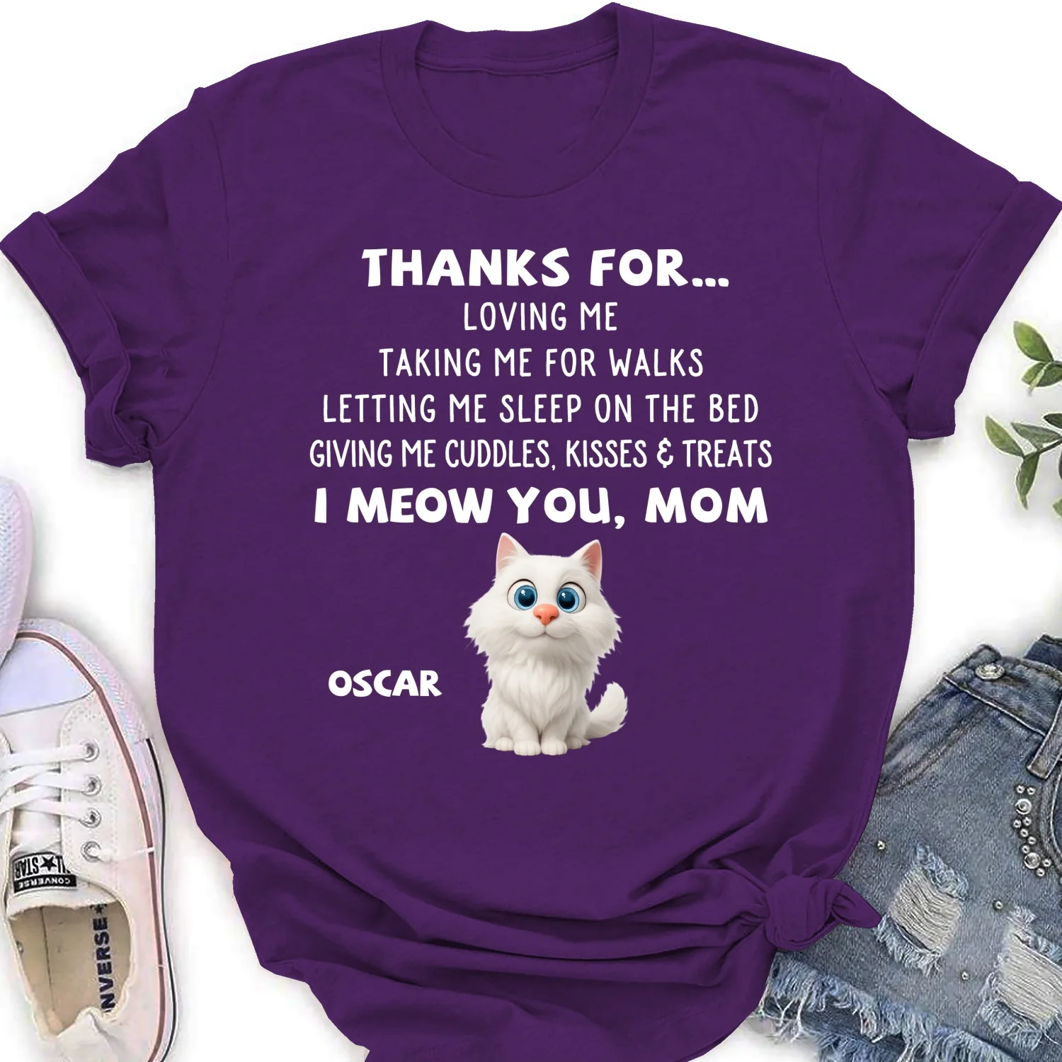 Thanks For Things You Do Cat - Personalized Custom Women's T-shirt - Image 10