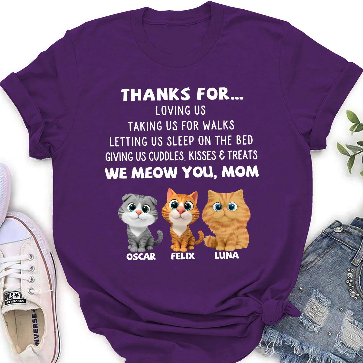 Thanks For Things You Do Cat - Personalized Custom Women's T-shirt - Image 3