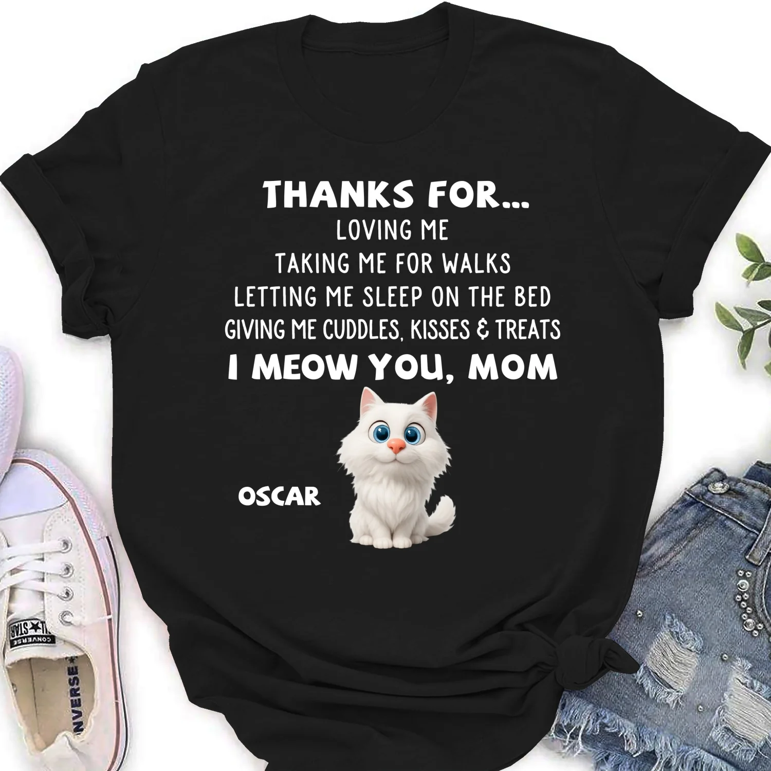 Thanks For Things You Do Cat - Personalized Custom Women's T-shirt - Image 6