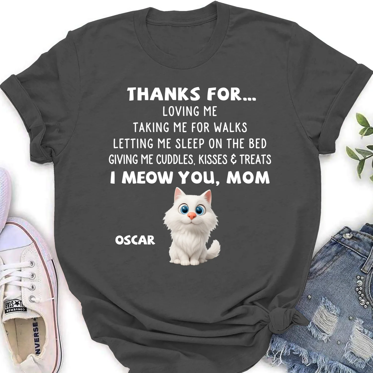 Thanks For Things You Do Cat - Personalized Custom Women's T-shirt - Image 9