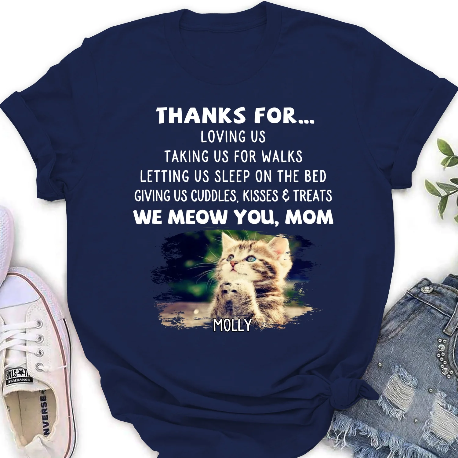 Thanks For Things You Do Cat Photo - Personalized Custom Women's T-shirt - Image 4