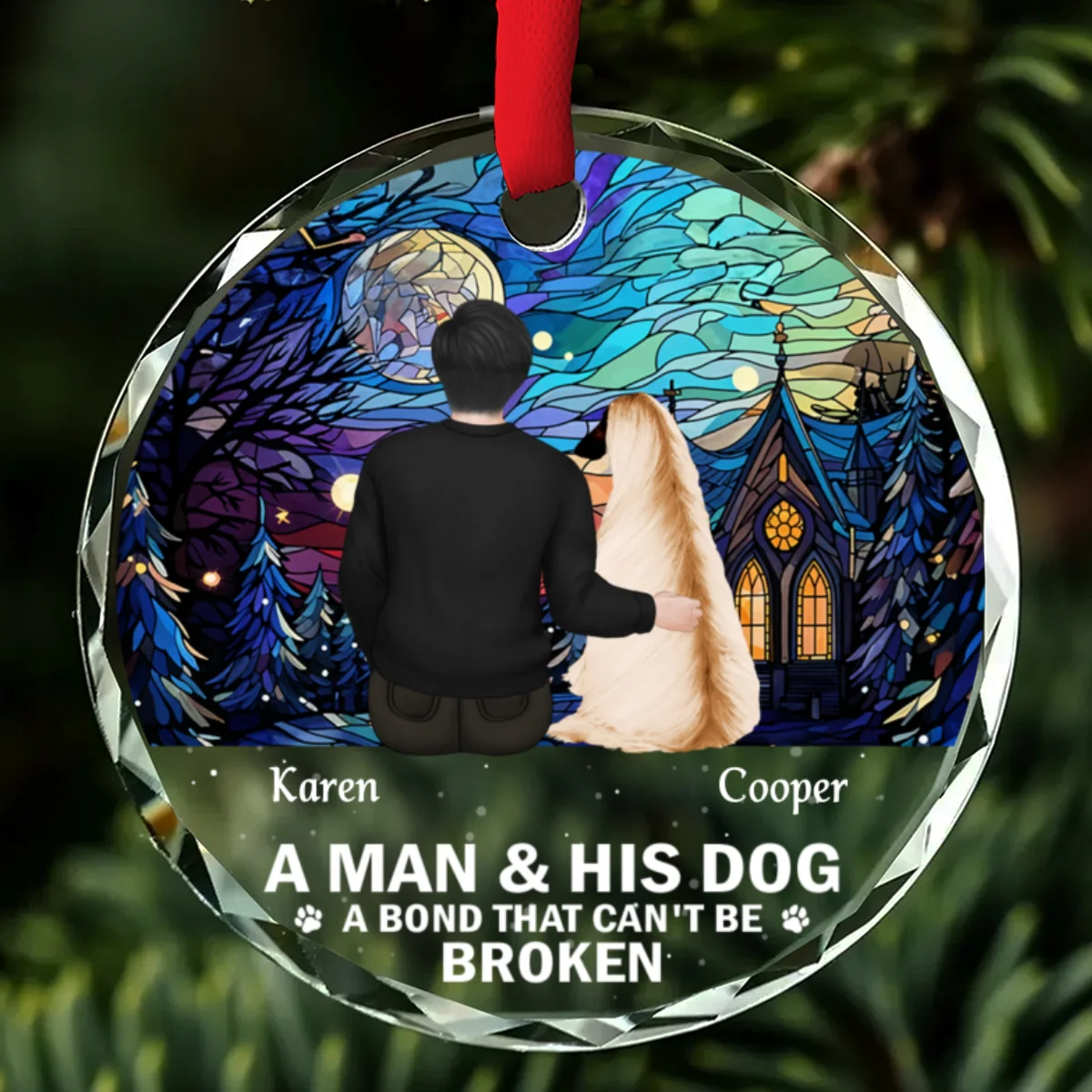 The Bond Between A Girl And Her Dog - Personalized Custom Glass Ornament - Image 6