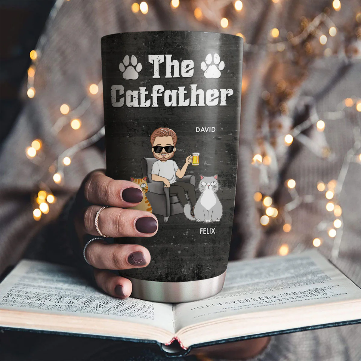 The Cat Father - Personalized Custom Tumbler - Image 2