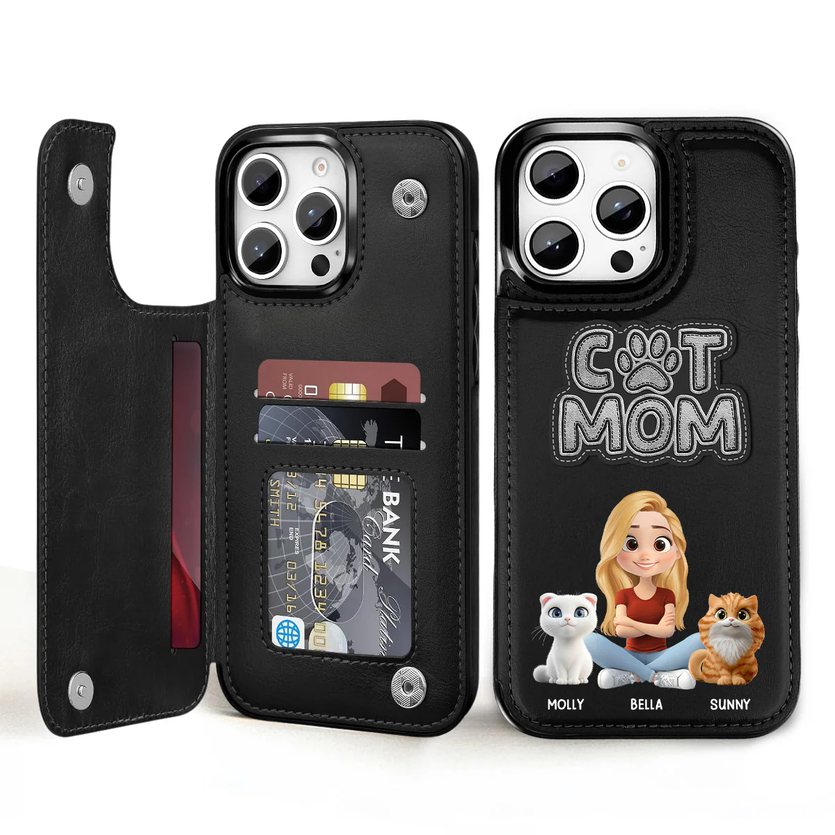 The Cat Mom - Personalized Custom Leather Phone Case