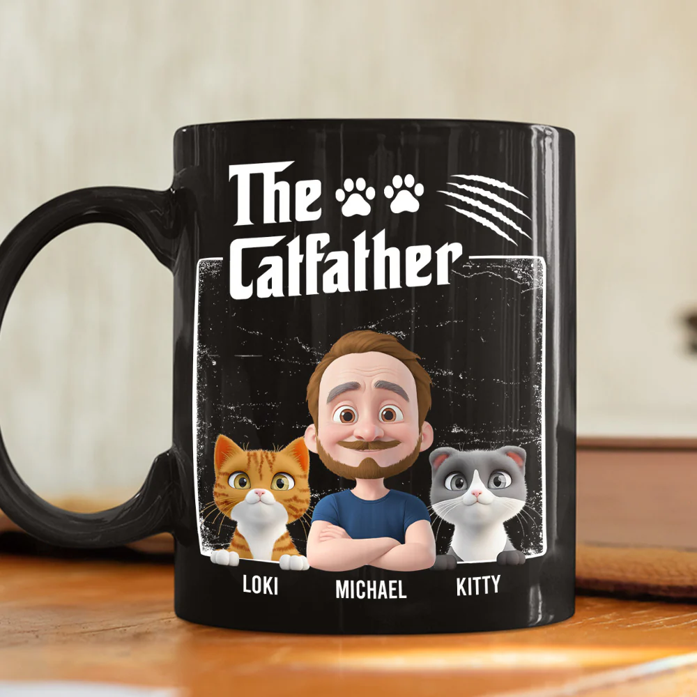 The Catfather Dark Ver - Personalized Custom Coffee Mug - Image 4
