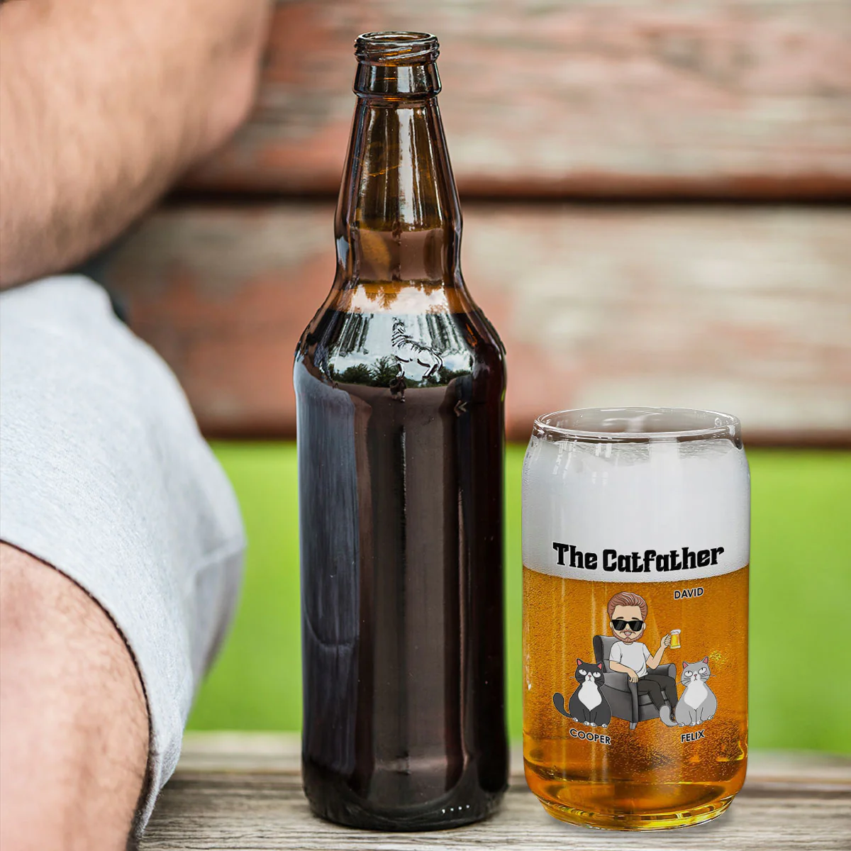 The Catfather -  Personalized Custom Beer Can Glass - Image 3