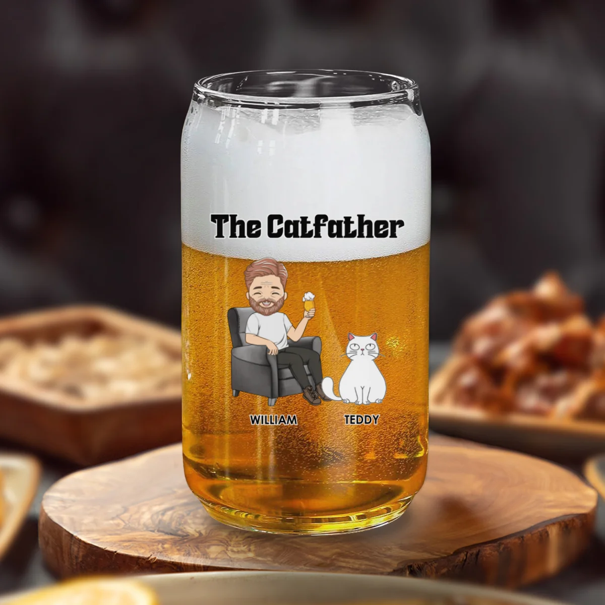 The Catfather -  Personalized Custom Beer Can Glass - Image 6