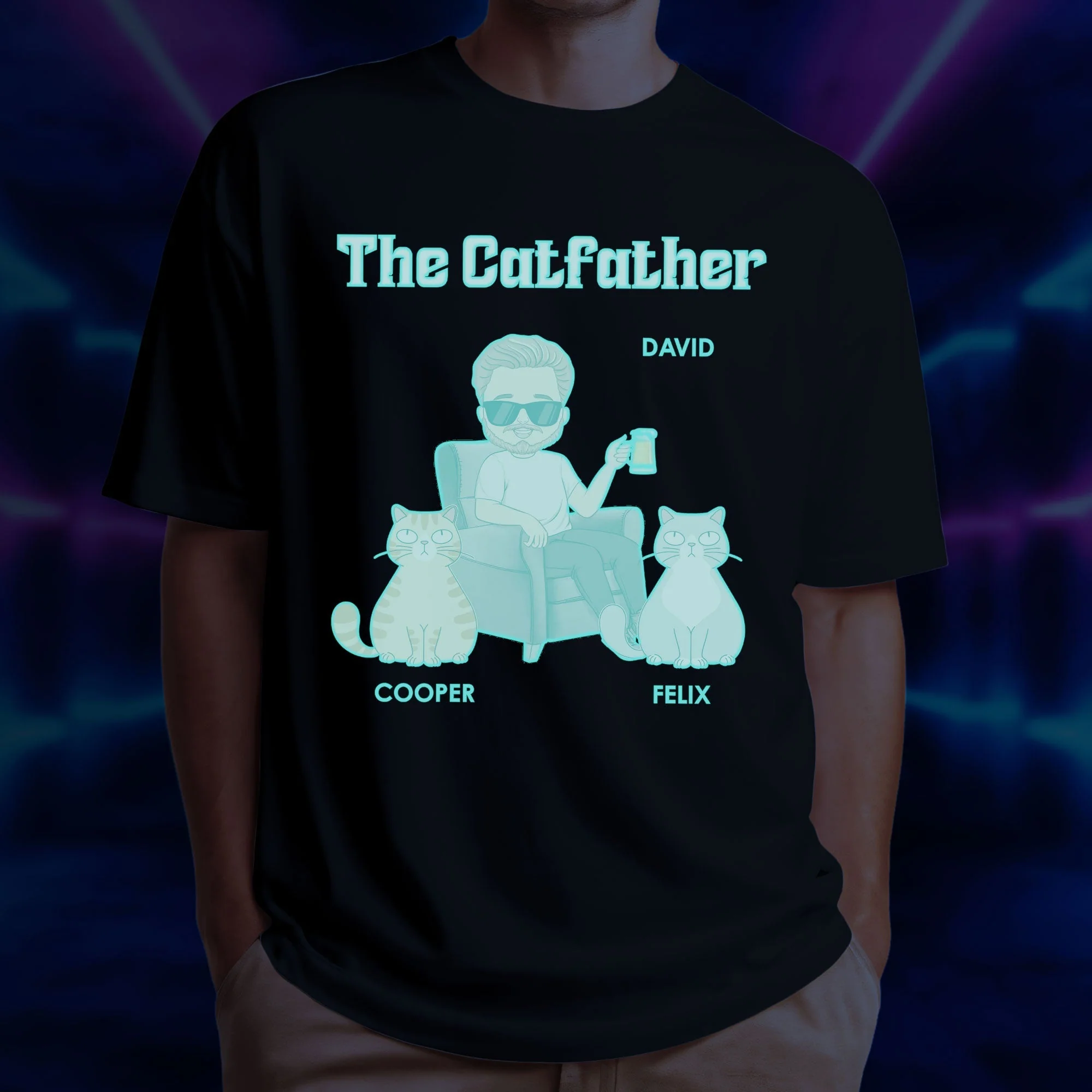 The Catfather - Personalized Custom Fluorescent T-shirt - Image 2