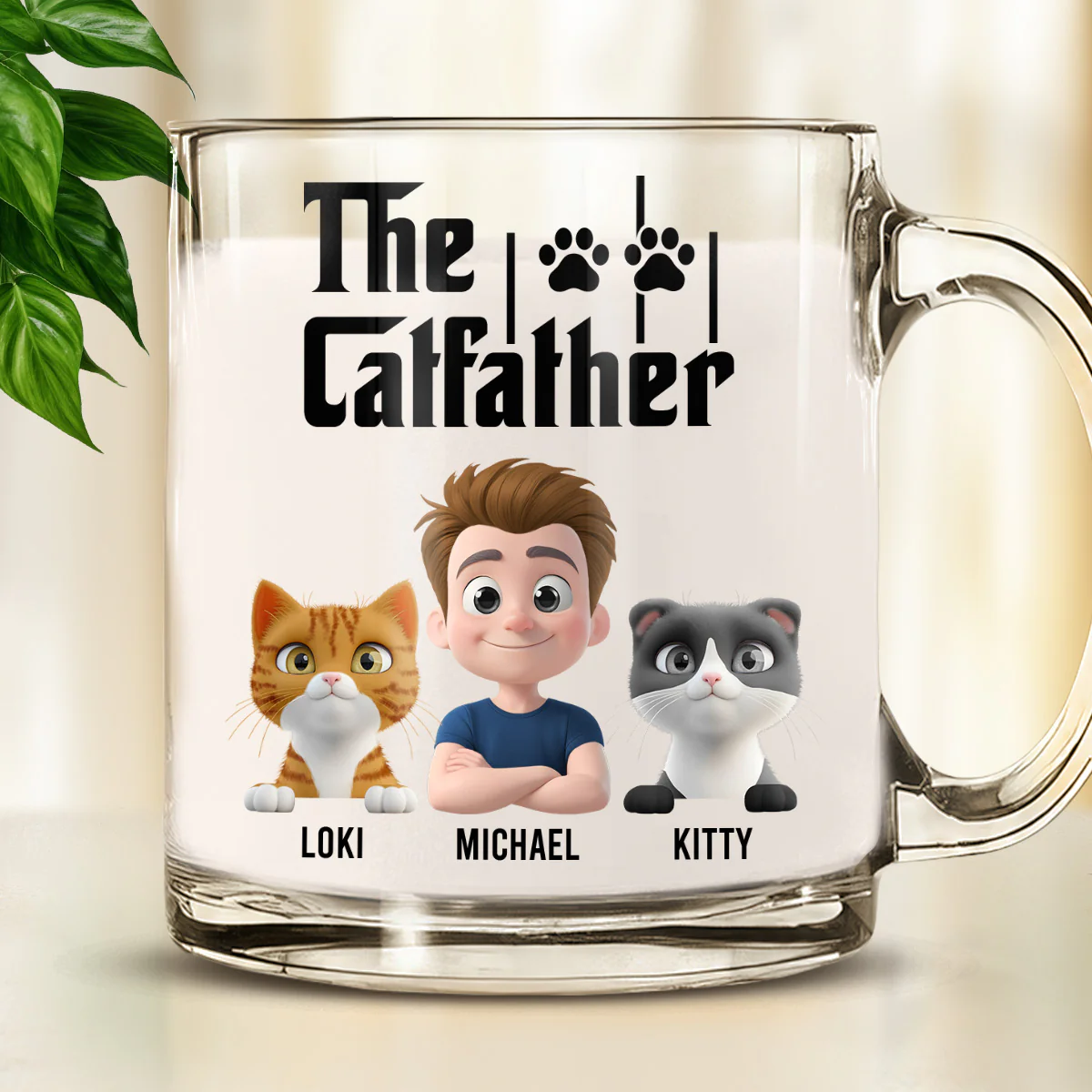 The Catfather - Personalized Custom Glass Mug