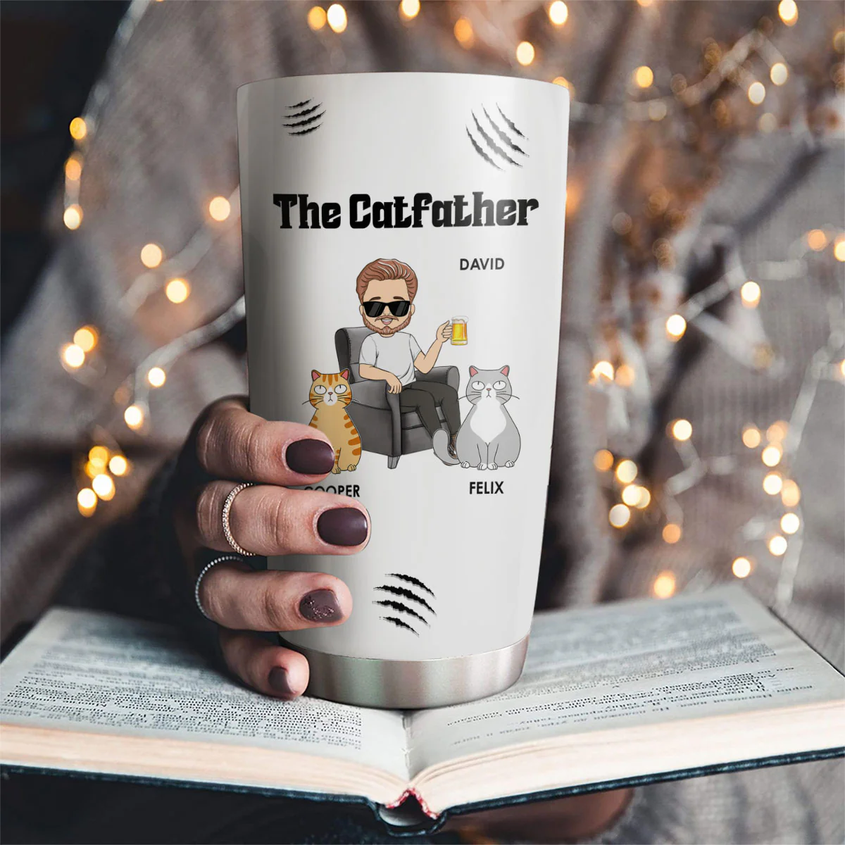 The Catfather - Personalized Custom Tumbler - Image 2