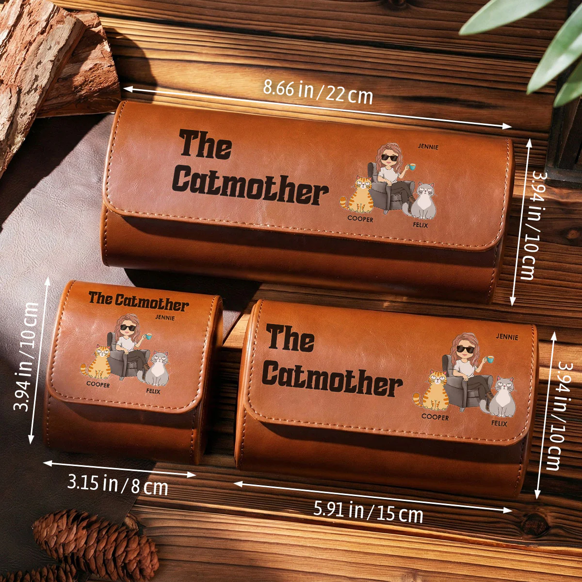 The Catmother - Personalized Custom Leather Watch Case - Image 5