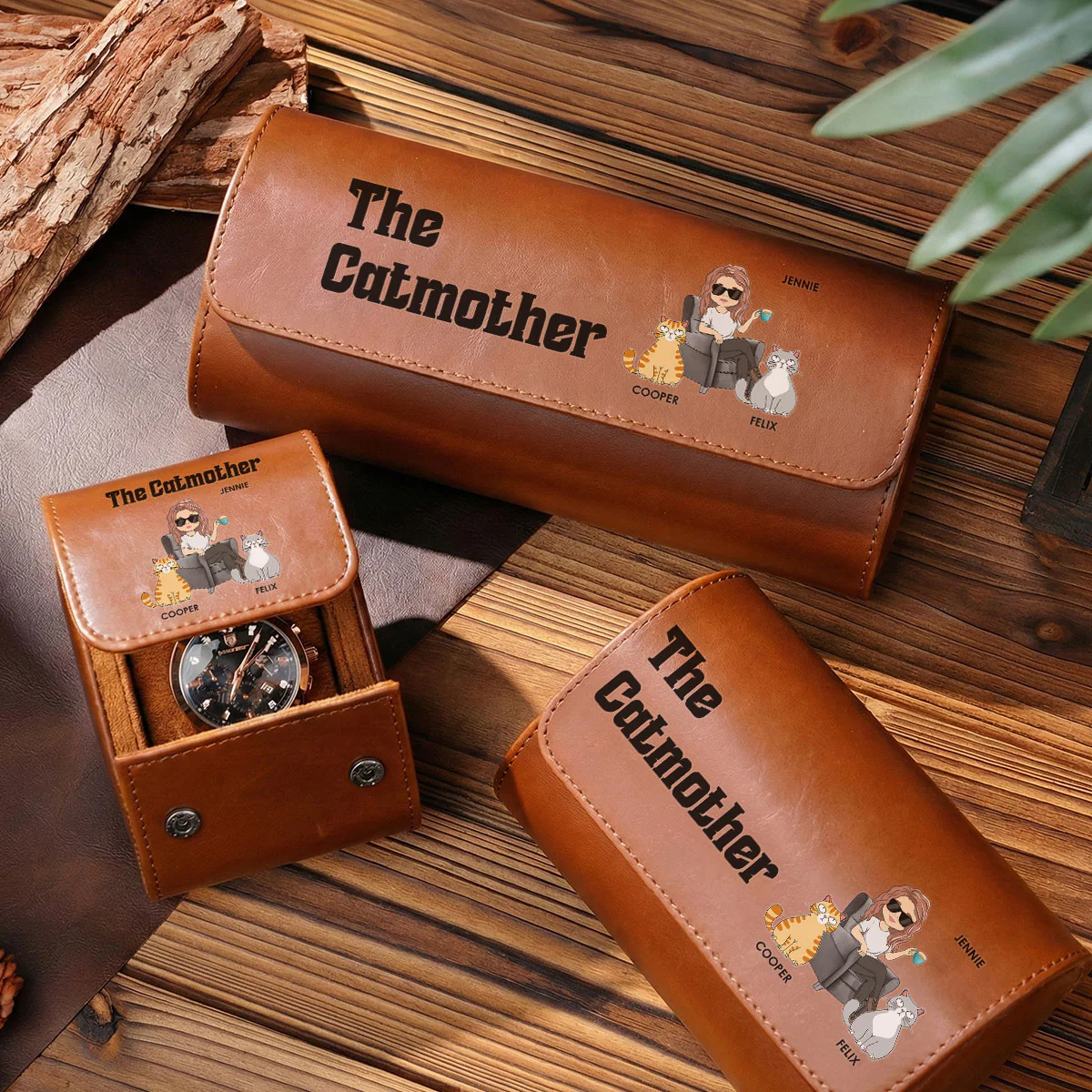 The Catmother - Personalized Custom Leather Watch Case - Image 6