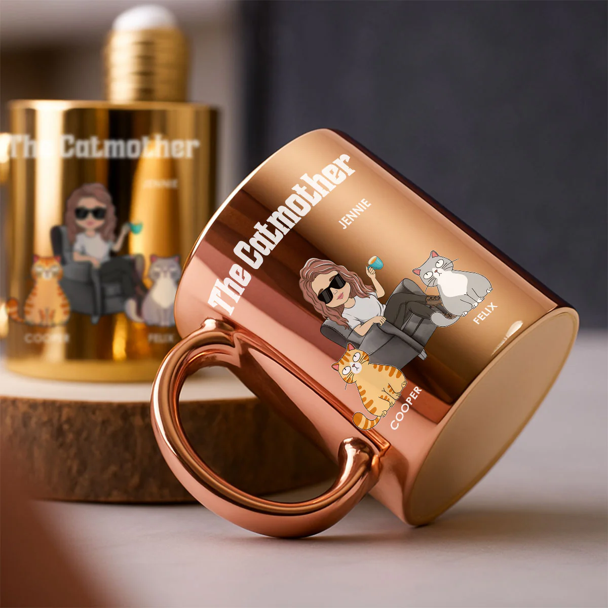 The Catmother - Personalized Custom Metallic Mug - Image 3