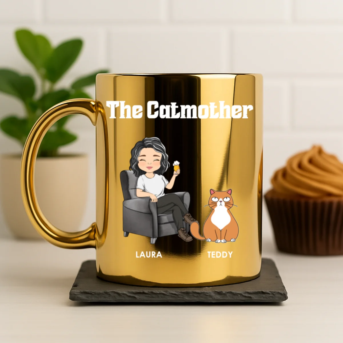 The Catmother - Personalized Custom Metallic Mug - Image 6