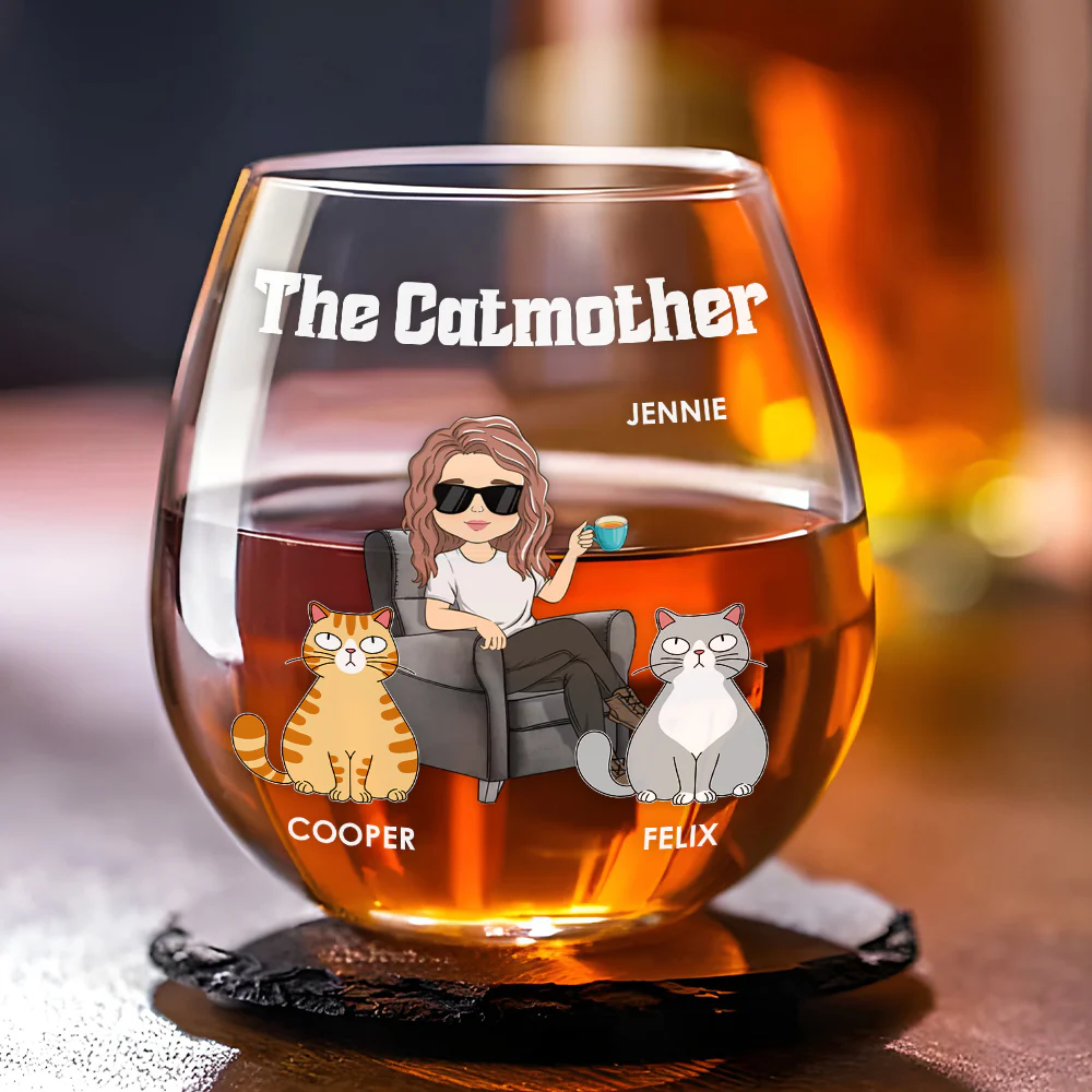 The Catmother - Personalized Custom Wine Glass