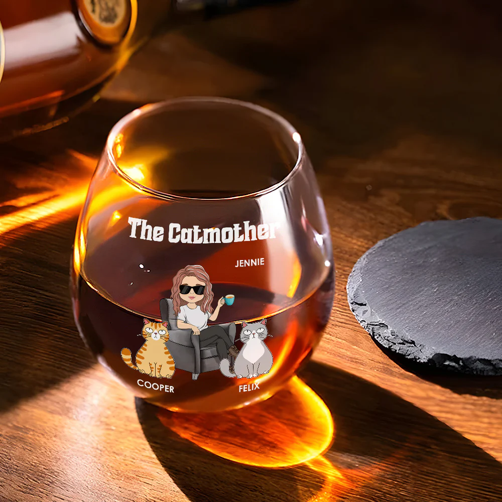 The Catmother - Personalized Custom Wine Glass - Image 2