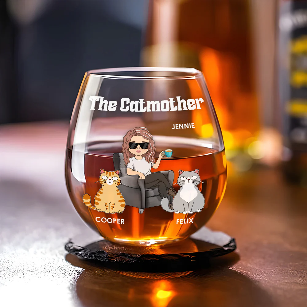 The Catmother - Personalized Custom Wine Glass - Image 3