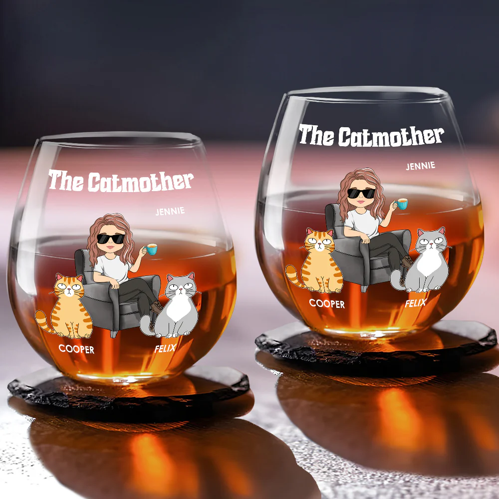 The Catmother - Personalized Custom Wine Glass - Image 4